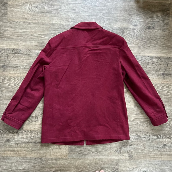 Vintage Requirements 100% Wool Full Zip-Up Pea Coat Dark Red Women's size 10 - Picture 2 of 11
